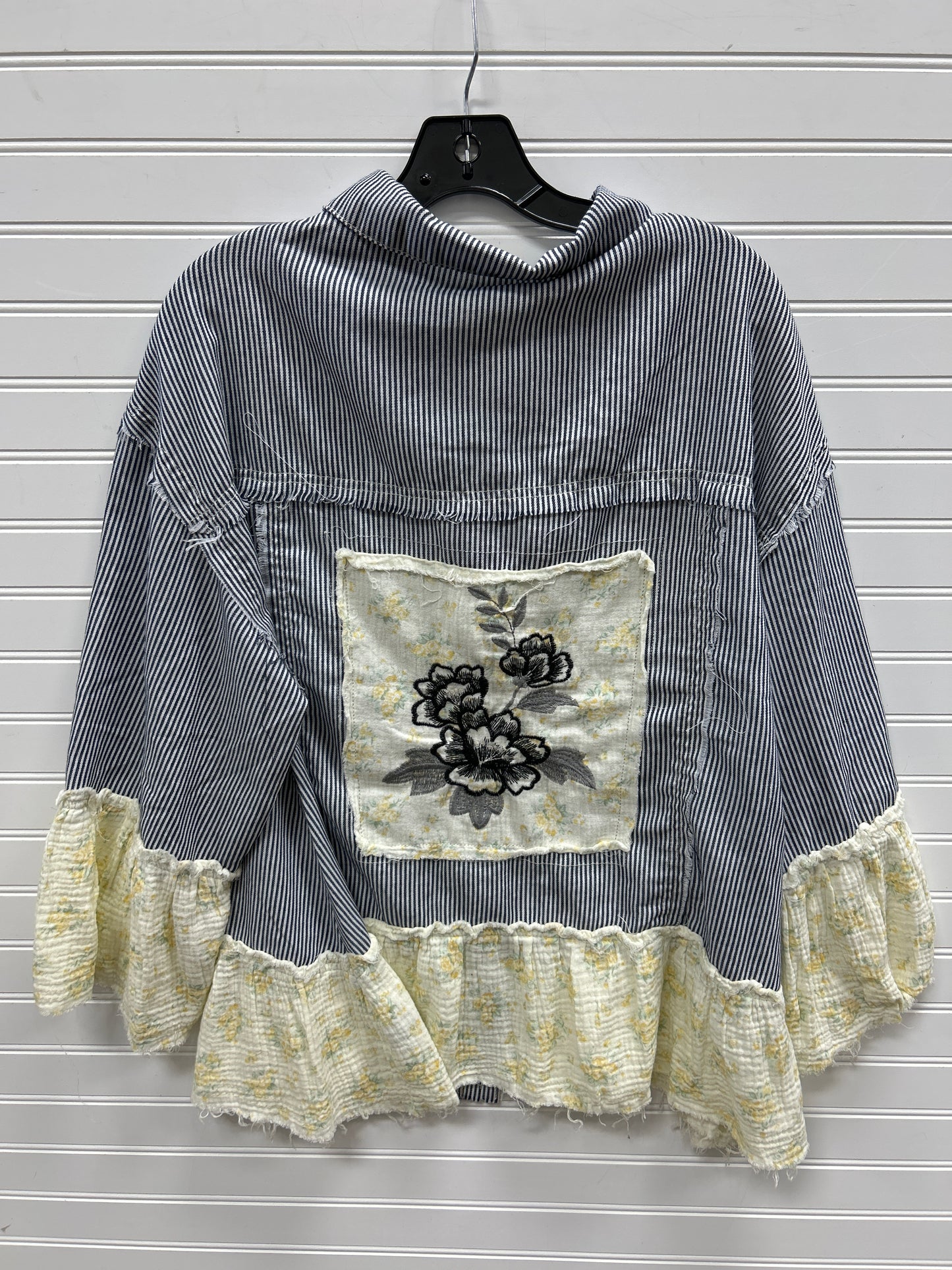 Top Ls By Pol In Grey & Yellow, Size:L