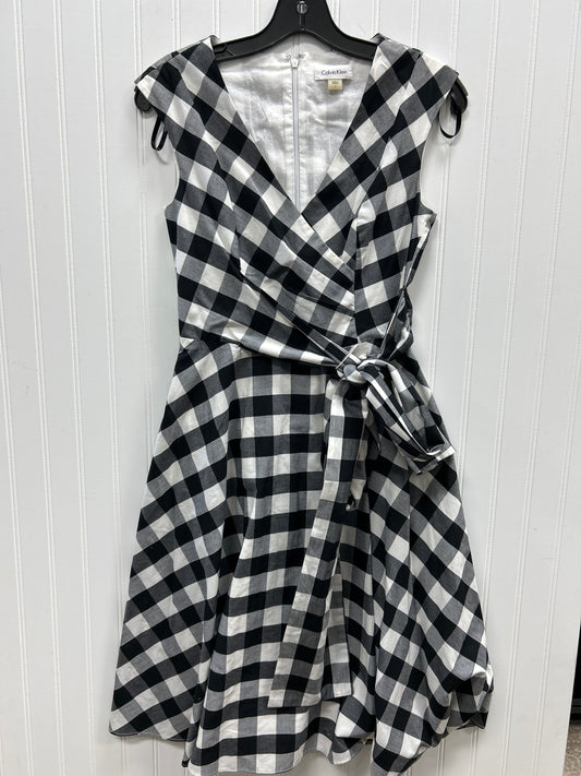 Dress Casual Midi By Calvin Klein In Black & White, Size:2