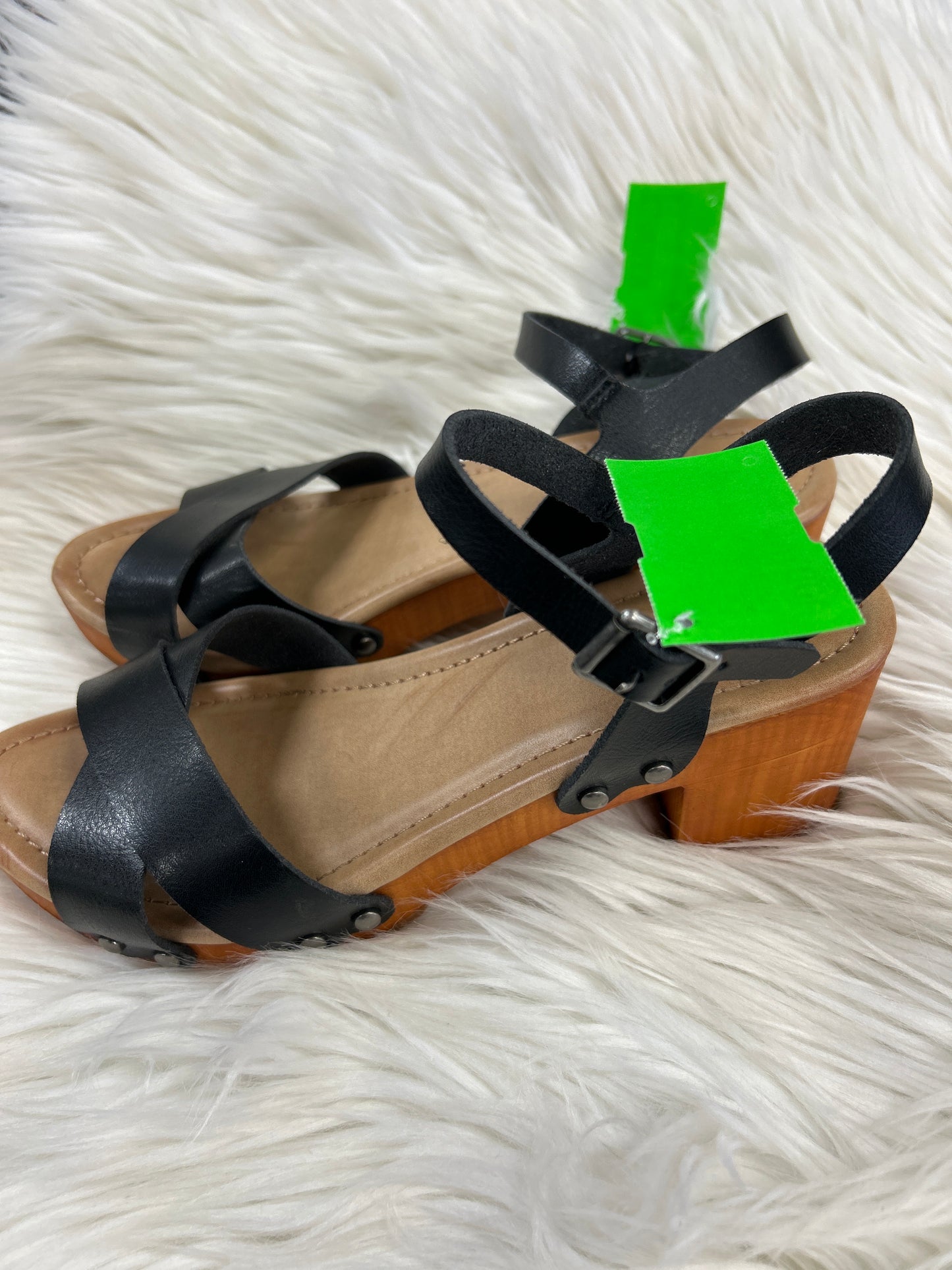 Sandals Heels Block By Mia In Black, Size:7.5