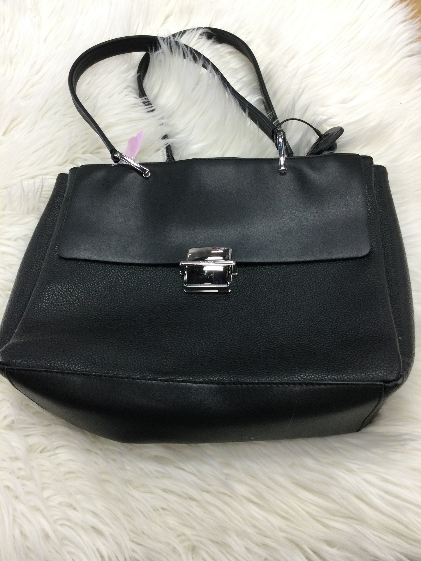 Handbag Leather By Calvin Klein In Black, Size:Large