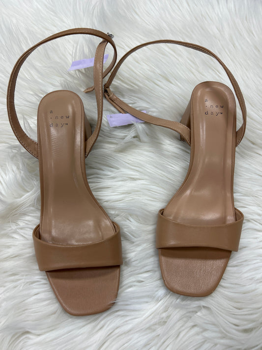 Sandals Heels Block By A New Day In Tan, Size:7.5