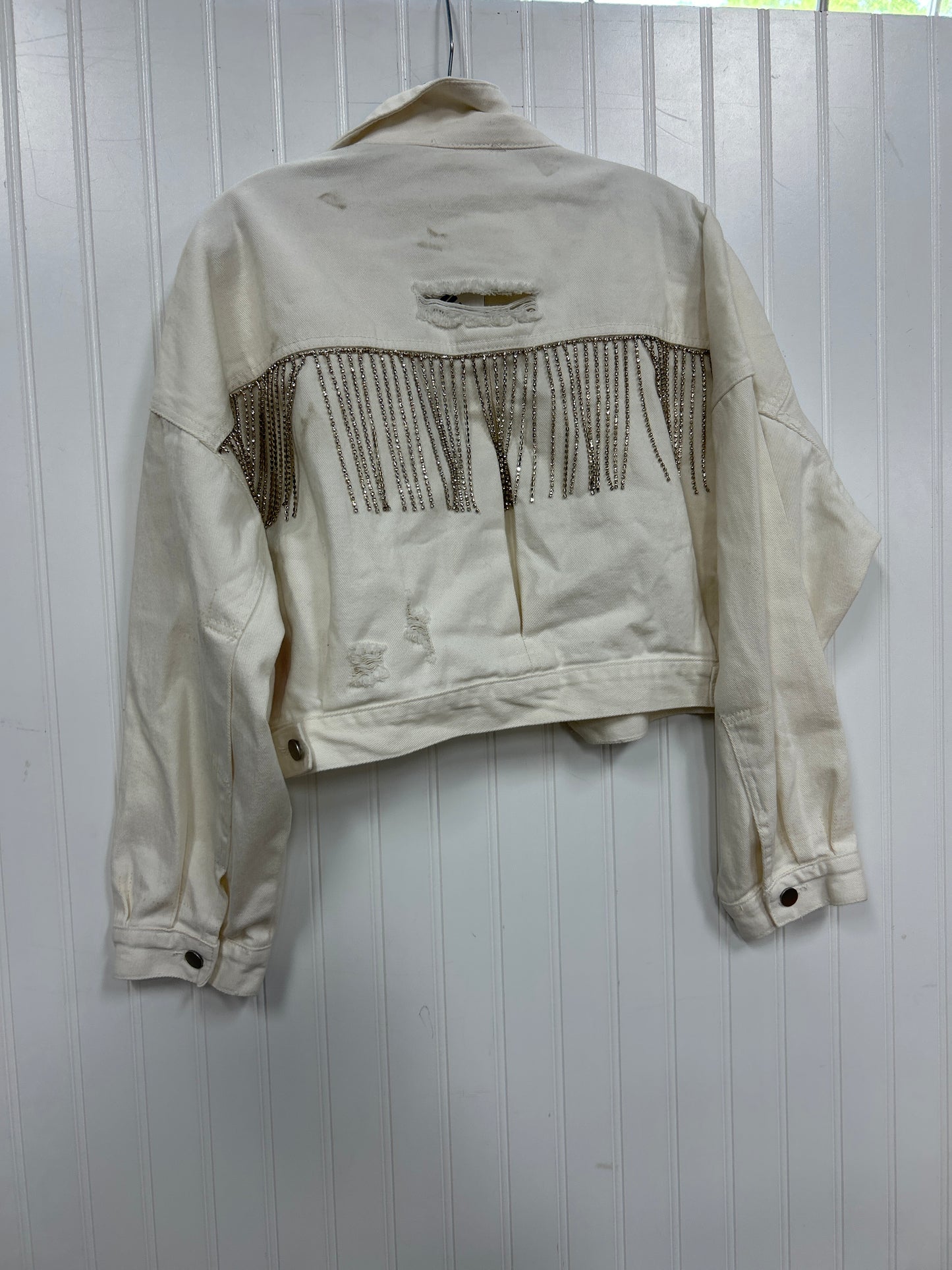 Jacket Denim By Blue B In White Denim, Size:M