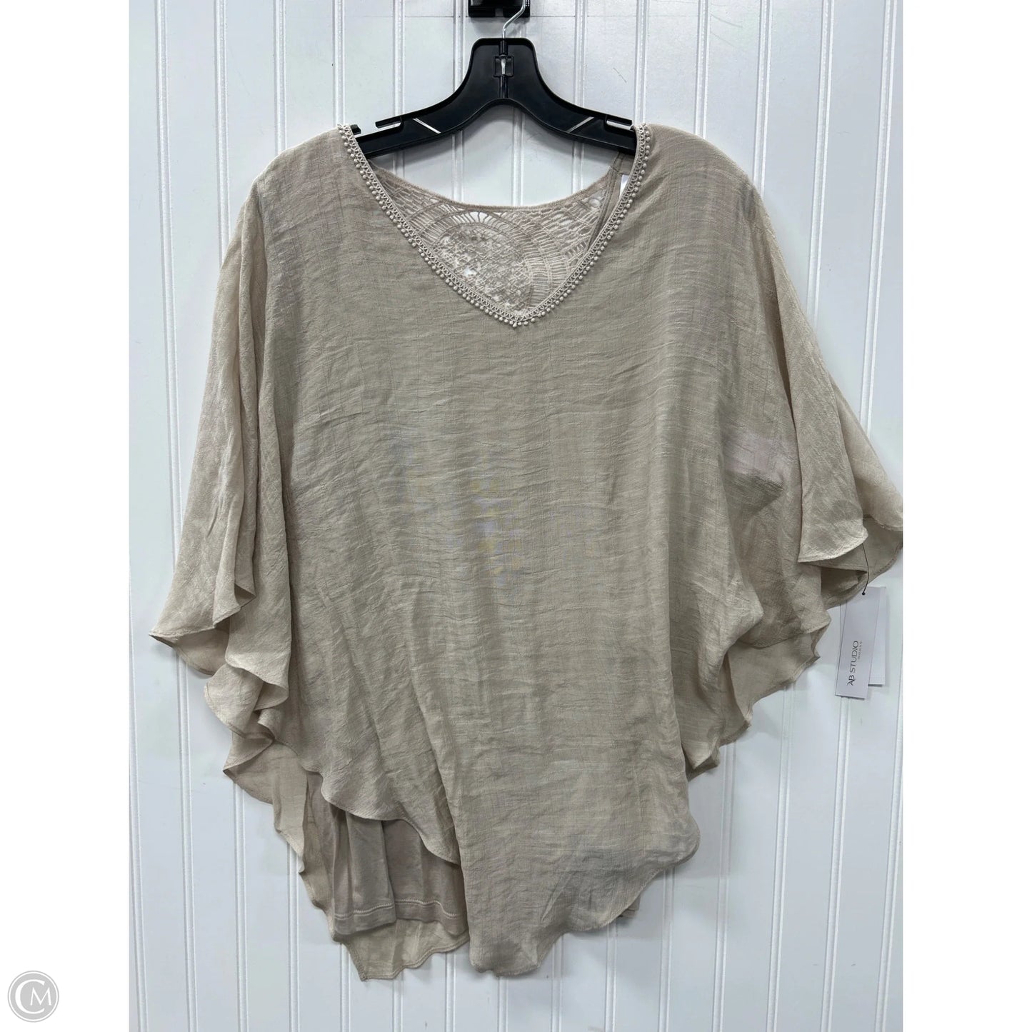 Blouse Short Sleeve By Ab Studio In Tan, Size: 1x