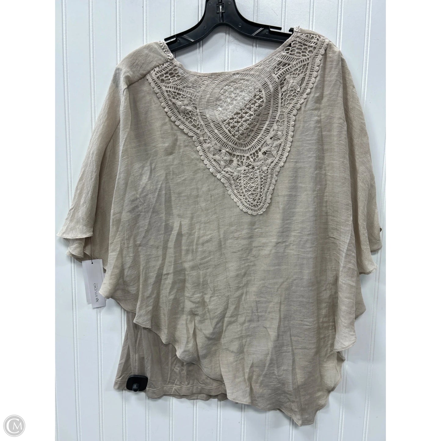 Blouse Short Sleeve By Ab Studio In Tan, Size: 1x