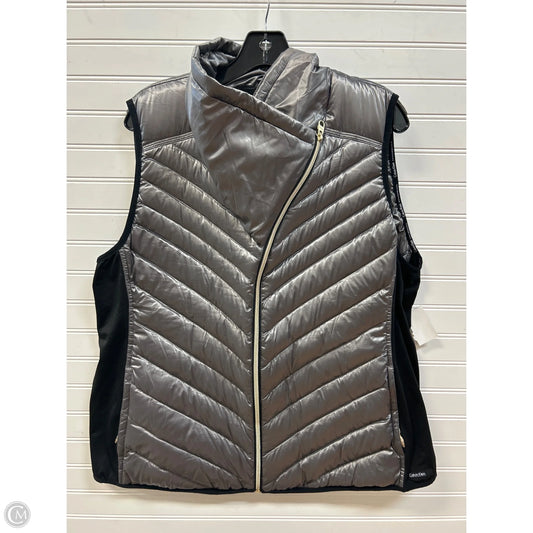 Vest Puffer & Quilted By Calvin Klein In Silver, Size: 1x
