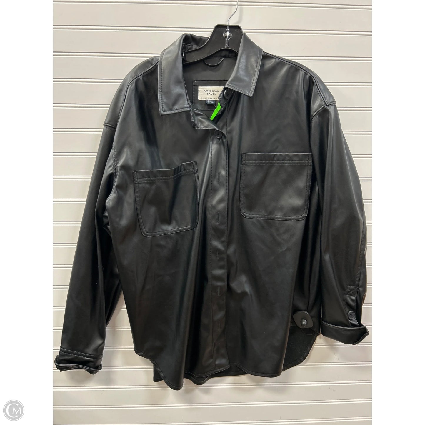 Jacket Leather By American Eagle In Black, Size: M