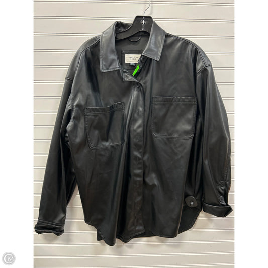 Jacket Leather By American Eagle In Black, Size: M