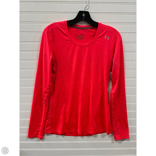 Athletic Top Long Sleeve Collar By Under Armour In Pink, Size: M