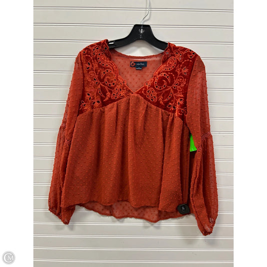 Top Long Sleeve By Cmc In Orange, Size: S