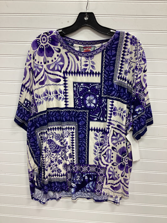 Top Ss By Johnny Was In Purple & White, Size:2X