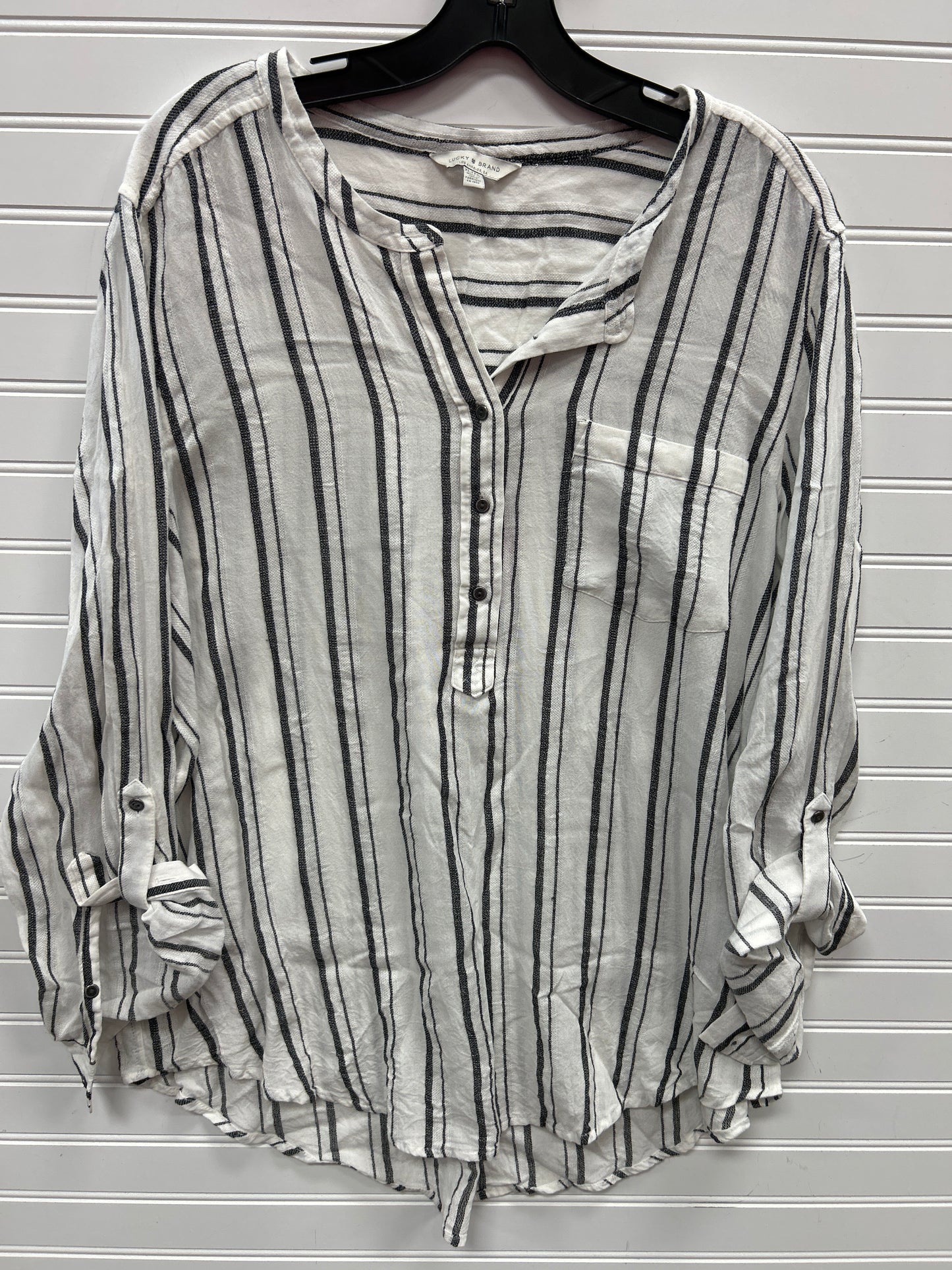 Blouse Ls By Lucky Brand In Grey, Size:Xl