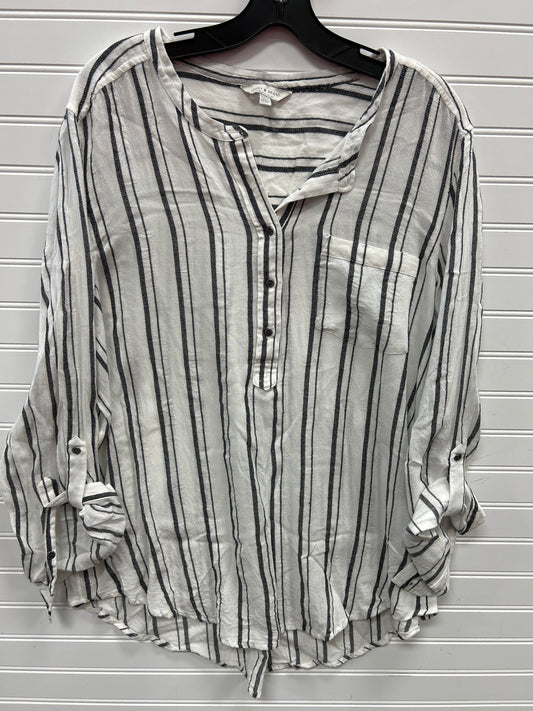 Blouse Ls By Lucky Brand In Grey, Size:Xl