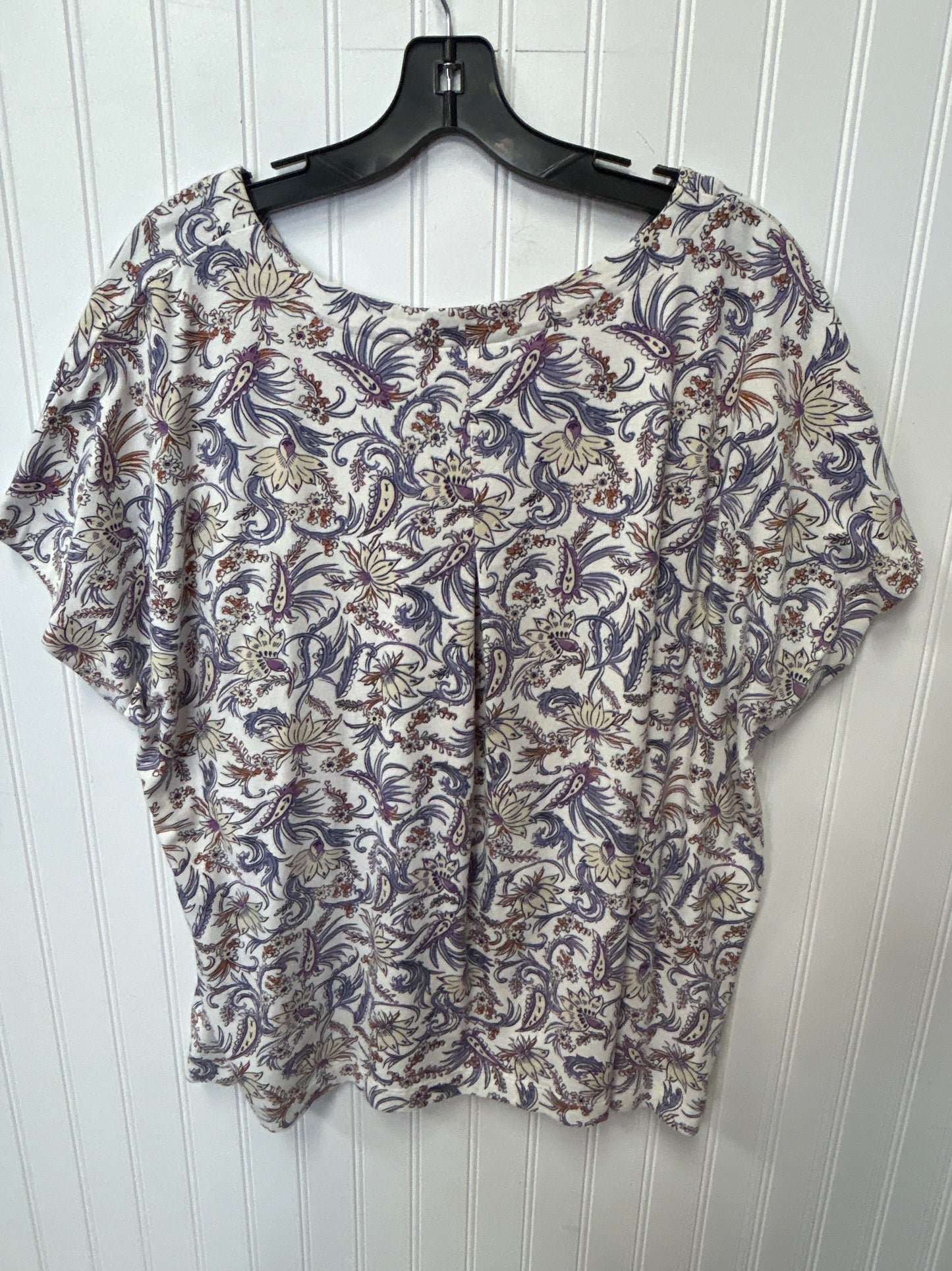 Top Ss By J. Jill In Cream & Purple, Size:2X