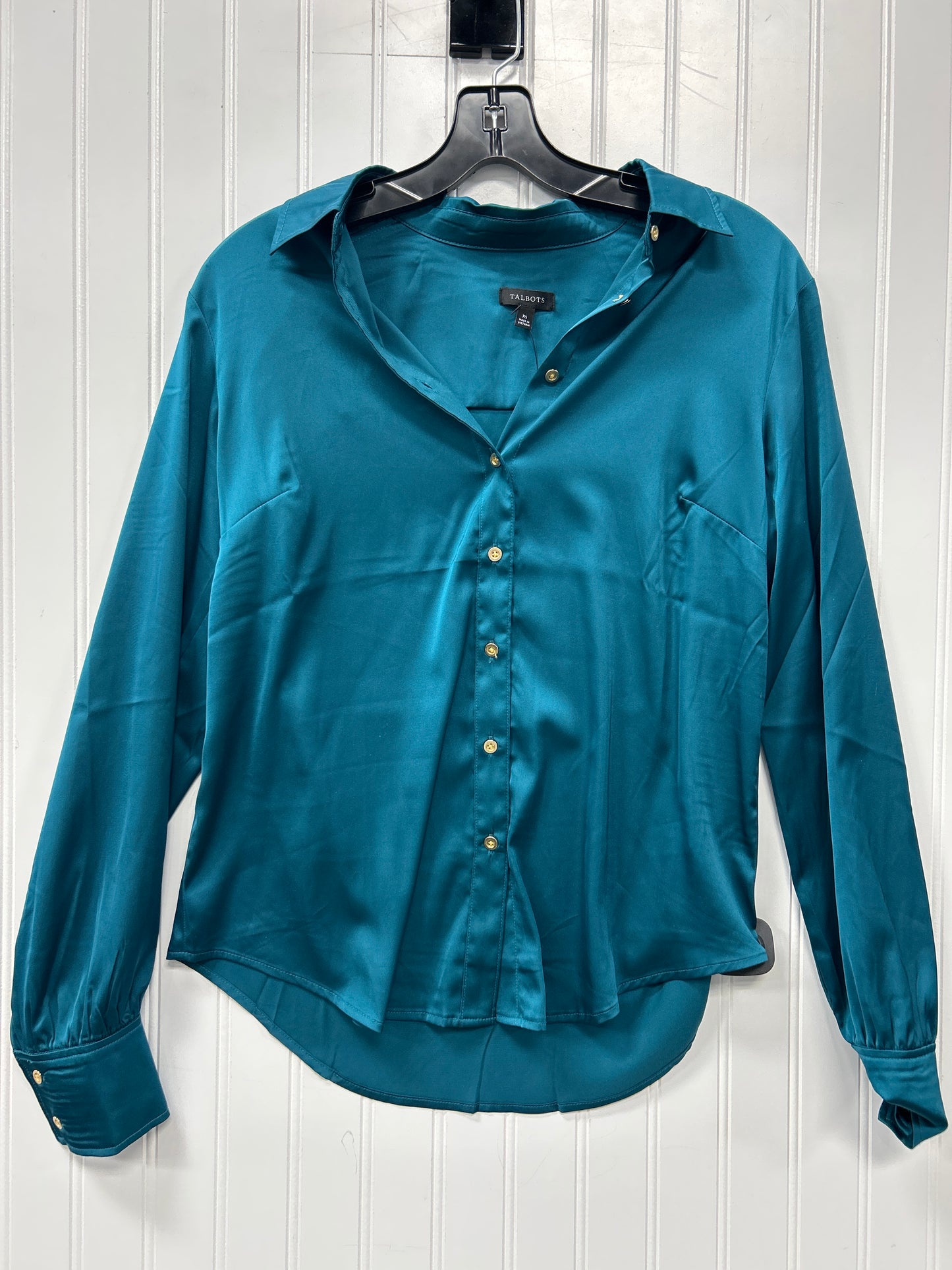 Blouse Ls By Talbots In Teal, Size:Xs