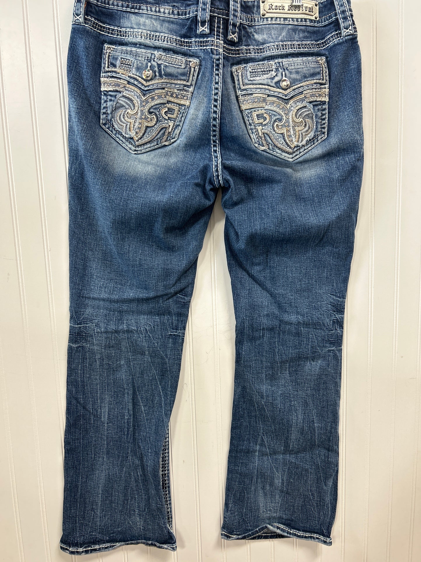 Jeans Flared By Rock Revival In Blue Denim, Size:10