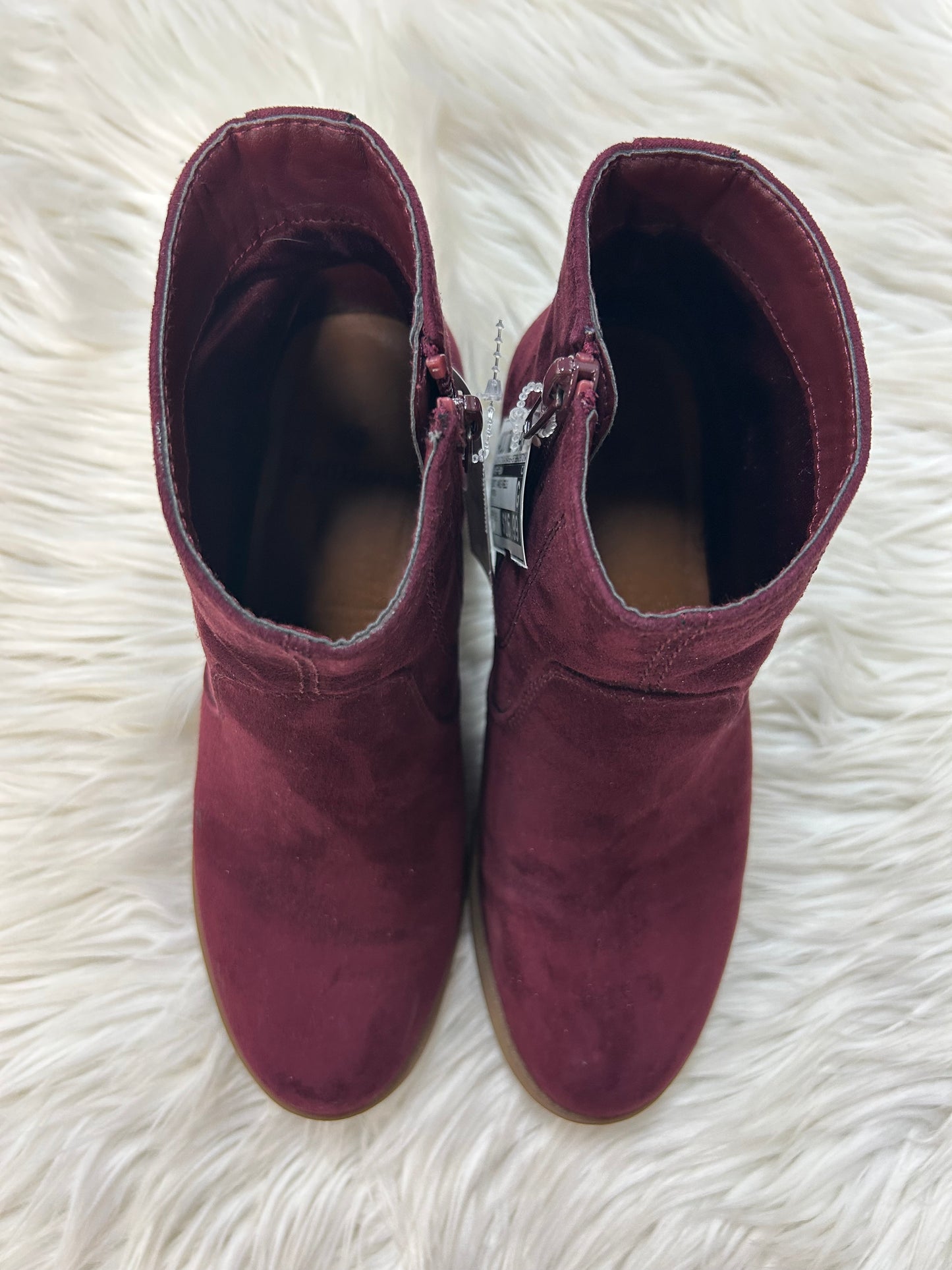 Boots Ankle Heels By Ruff Hewn In Maroon, Size:6.5
