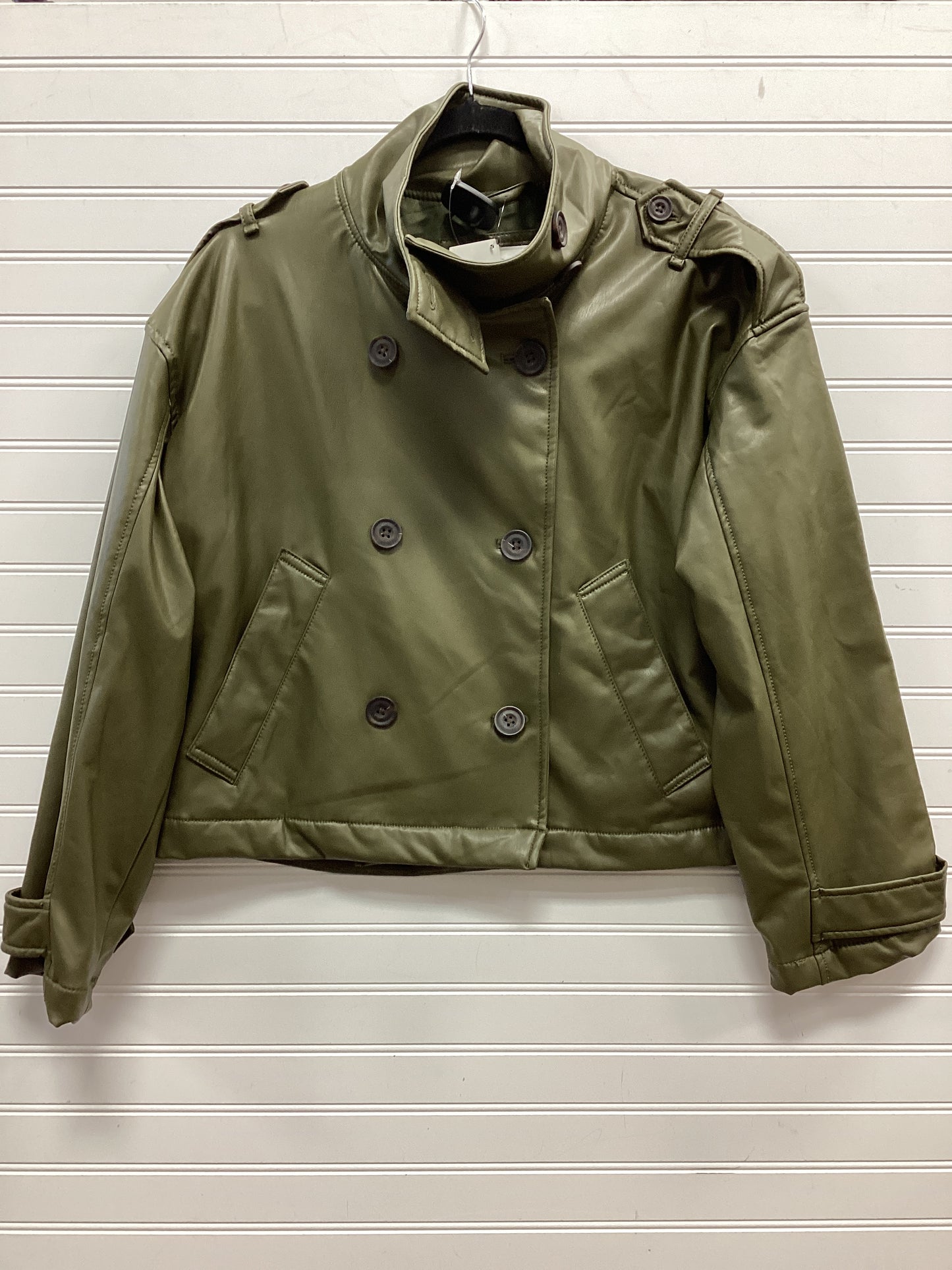 Jacket Moto By American Eagle In Green, Size:S