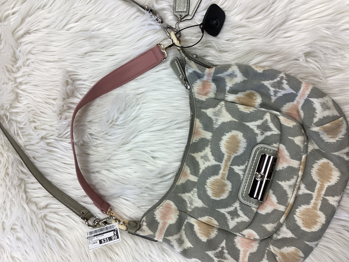 Handbag Designer By Coach In Cream, Size:Large