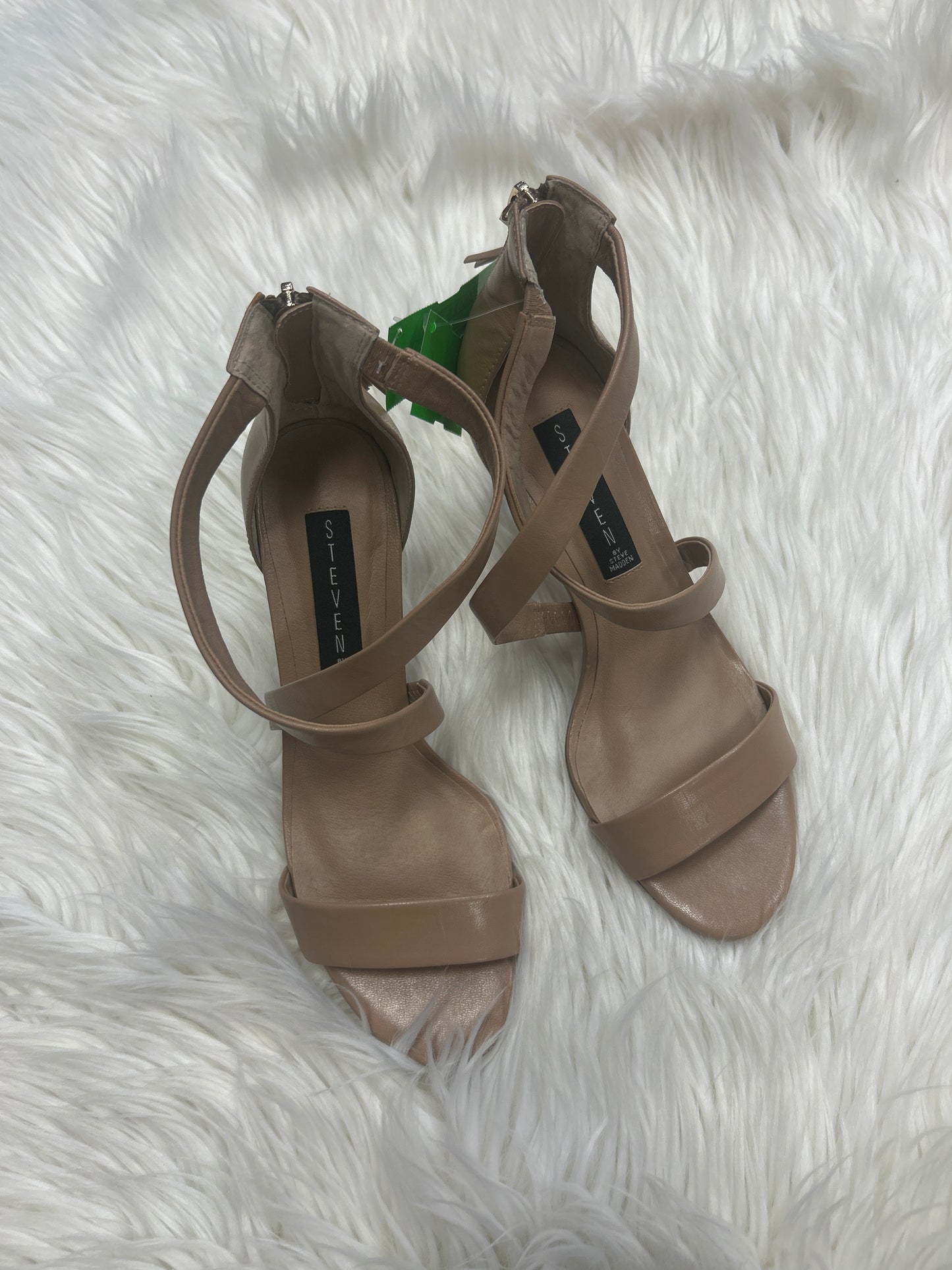 Sandals Heels Kitten By Steve Madden In Tan, Size:8