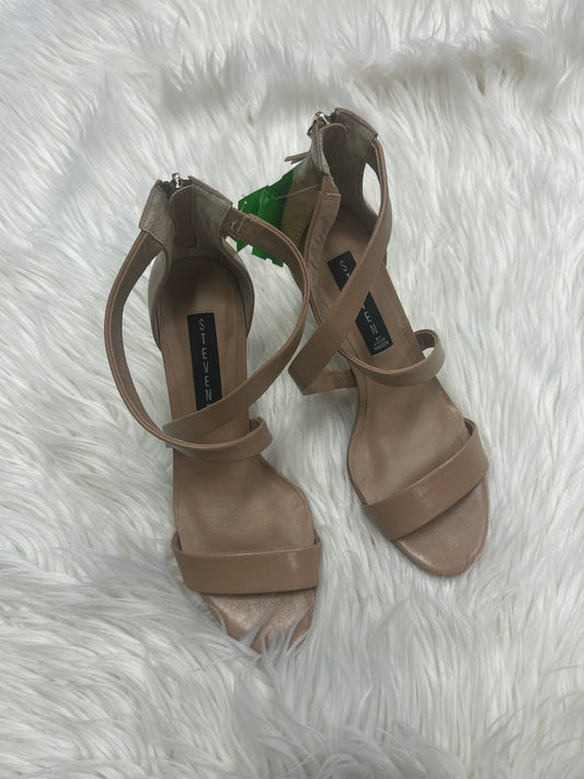 Sandals Heels Kitten By Steve Madden In Tan, Size:8