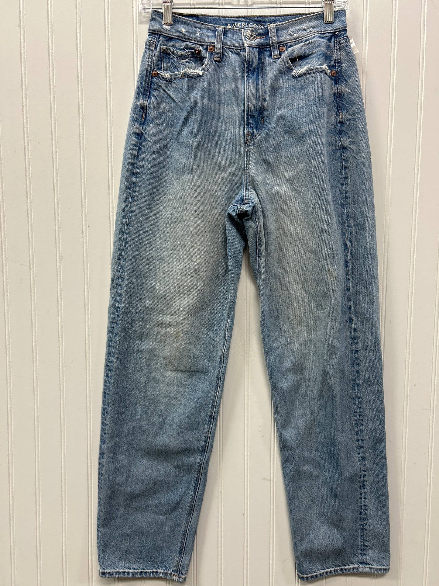 Jeans Straight By American Eagle In Blue Denim, Size:4