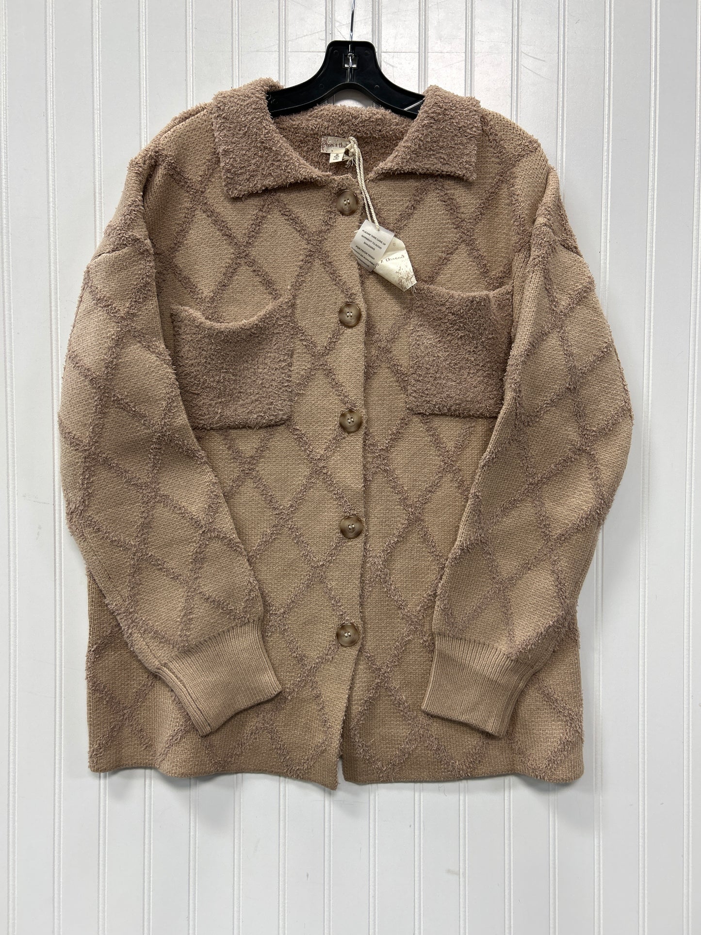 Jacket Fleece By Hem & Thread In Brown, Size:M