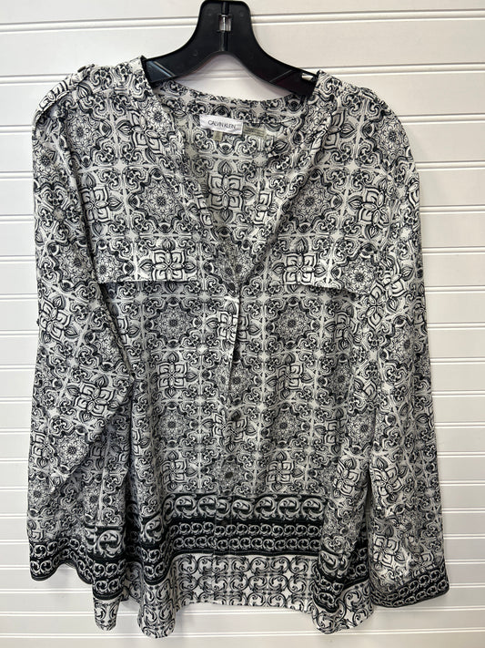 Top Ls By Calvin Klein In Black & White, Size:2X
