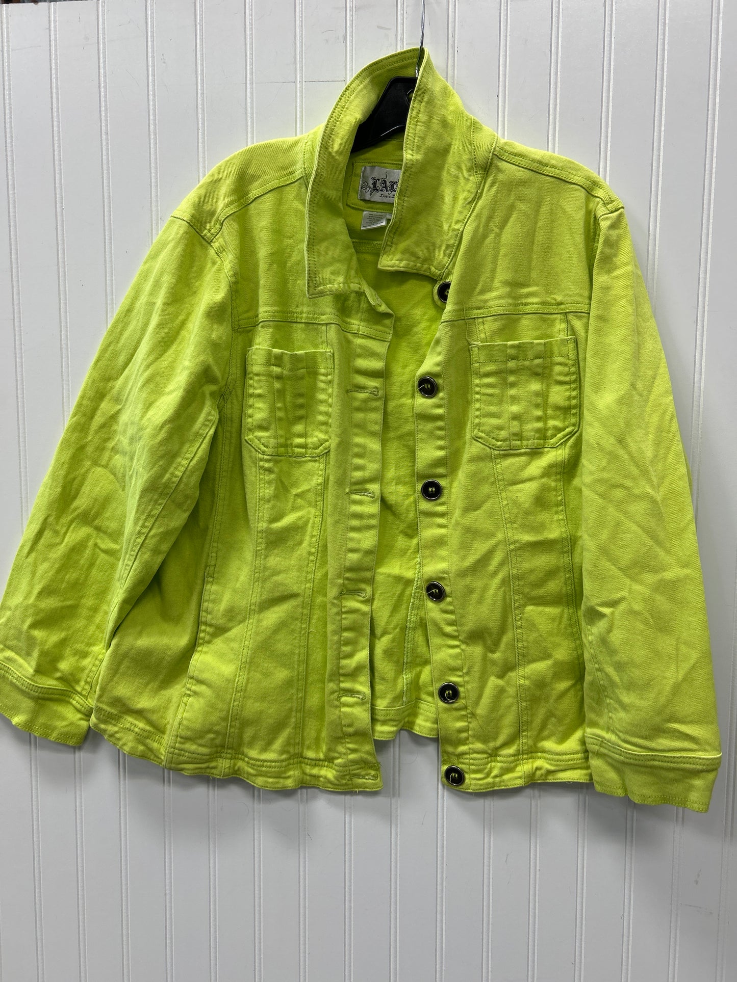 Jacket Denim By Live A Little In Green Denim, Size:1X