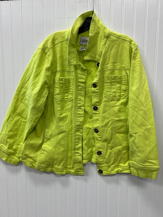 Jacket Denim By Live A Little In Green Denim, Size:1X