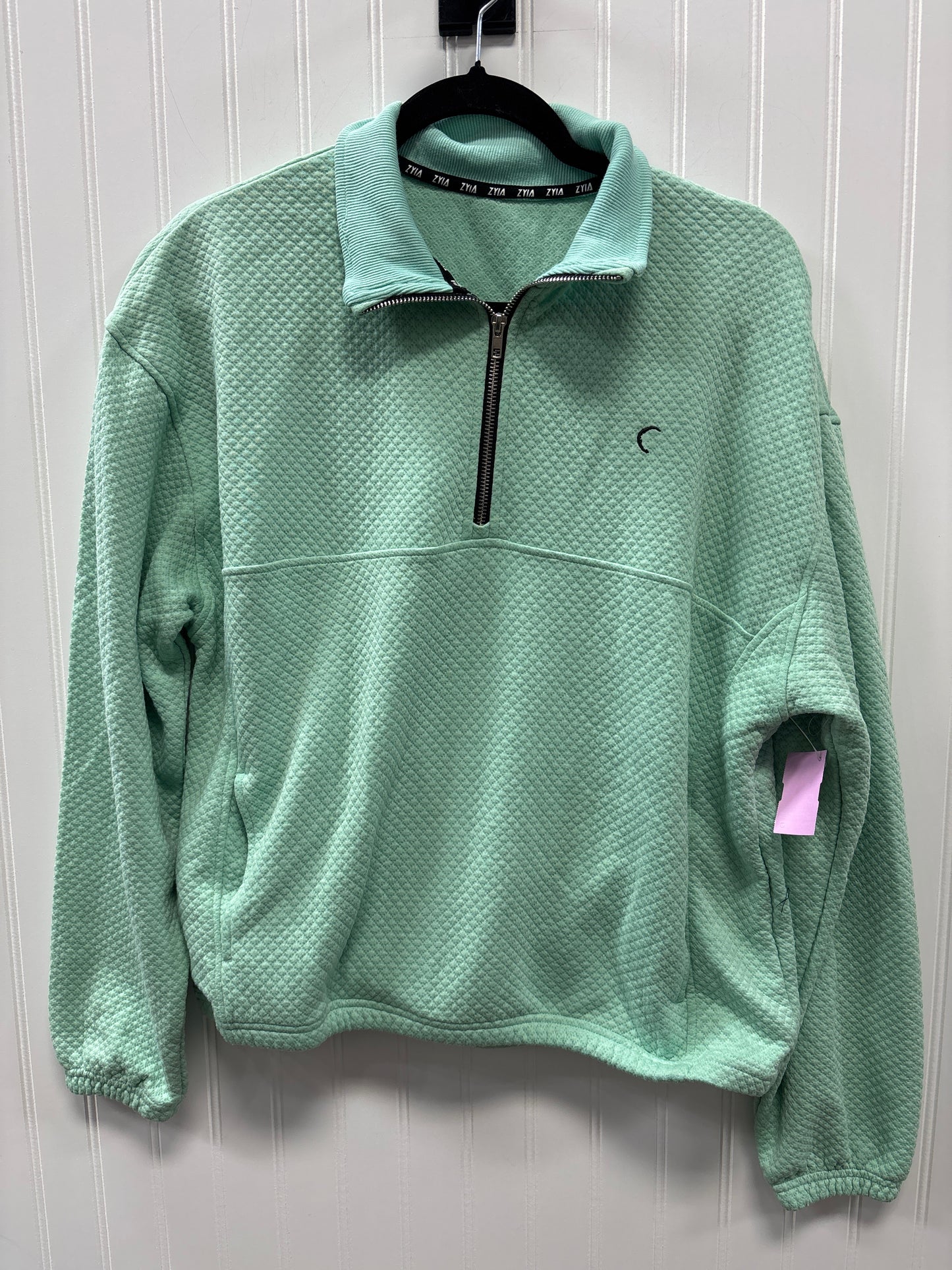 Athletic Top Ls Collar By Zyia In Aqua, Size:M