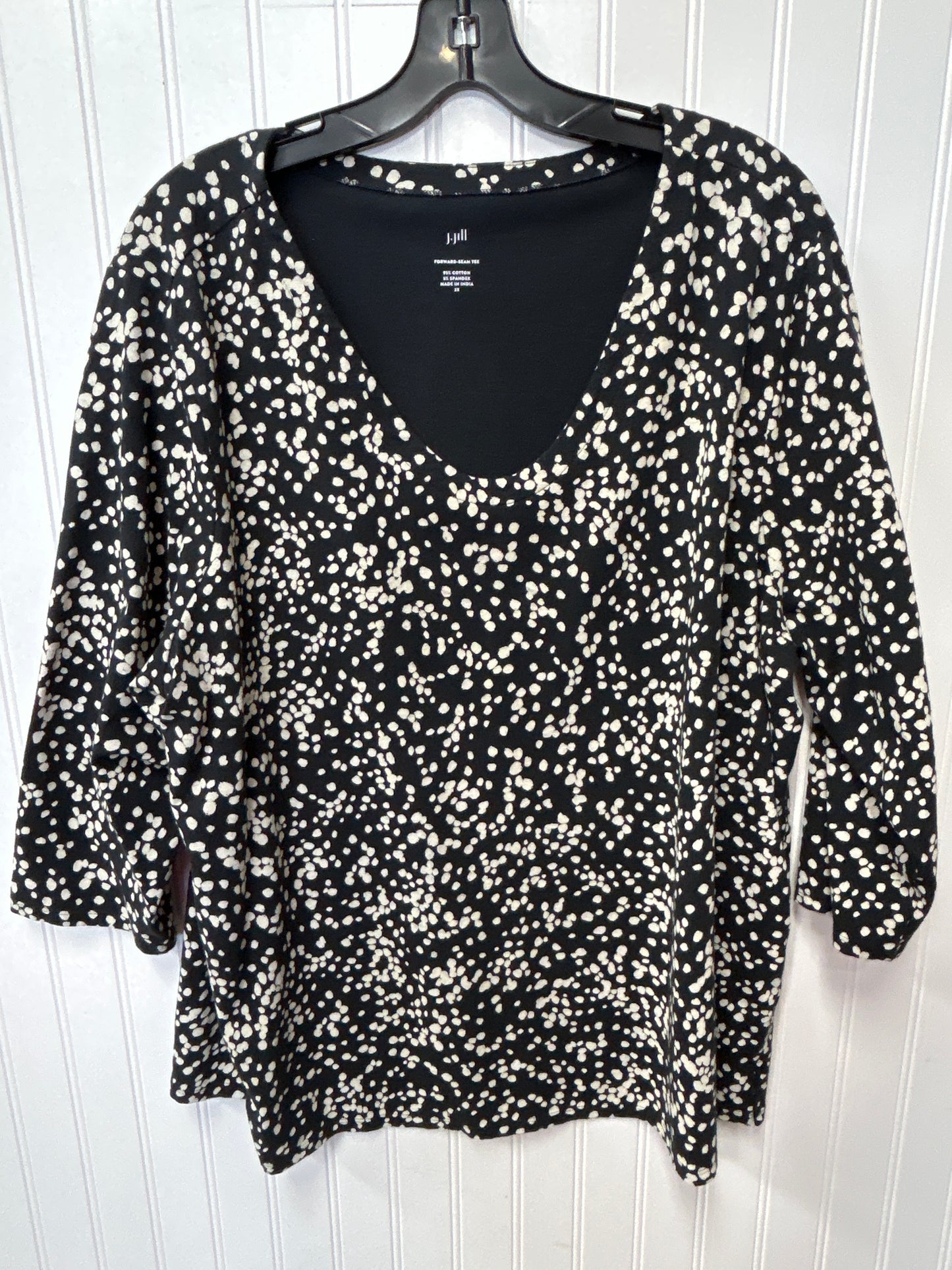 Top Ls By J. Jill In Black & Cream, Size:2X