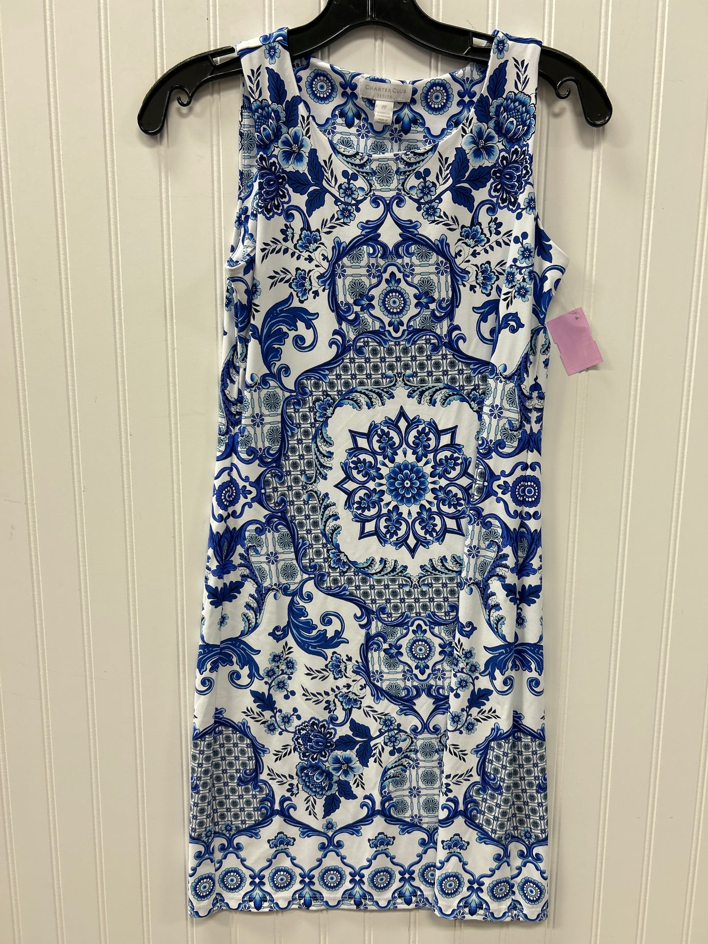 Dress Casual Midi By Charter Club In Blue & White, Size:Sp