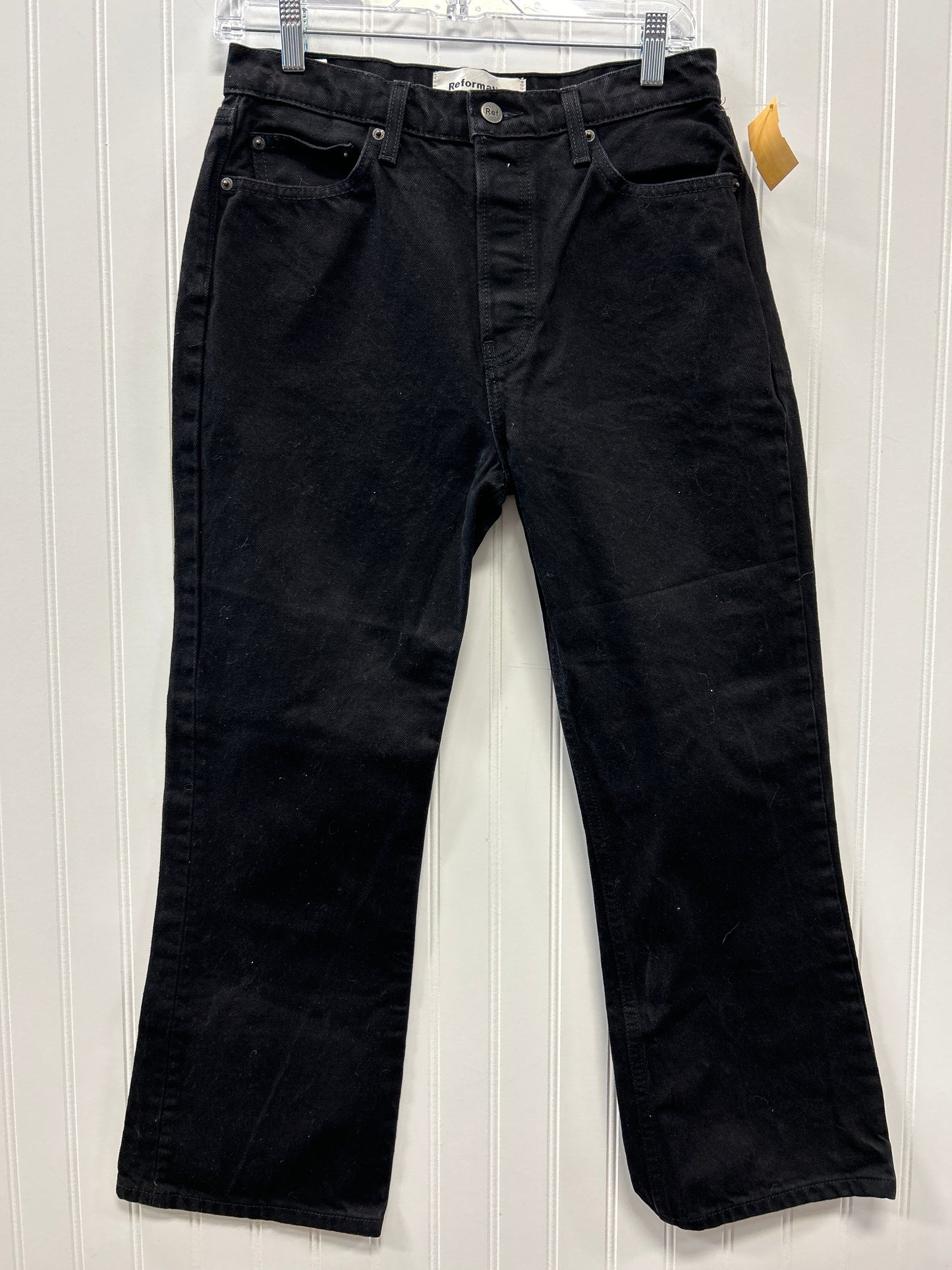 Jeans Straight By Reformation In Black Denim, Size:6