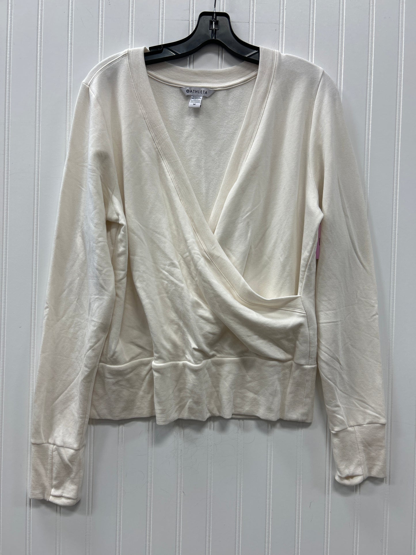 Athletic Top Ls Collar By Athleta In Cream, Size:M
