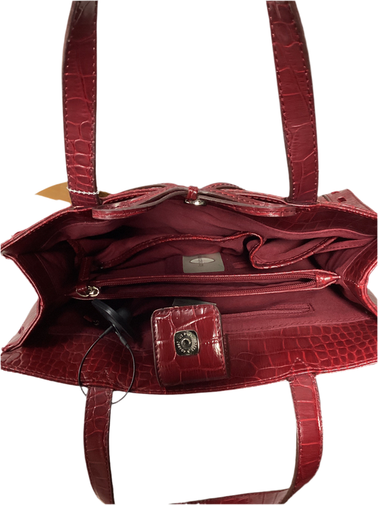 Handbag Leather By Liz Claiborne In Red, Size:Large