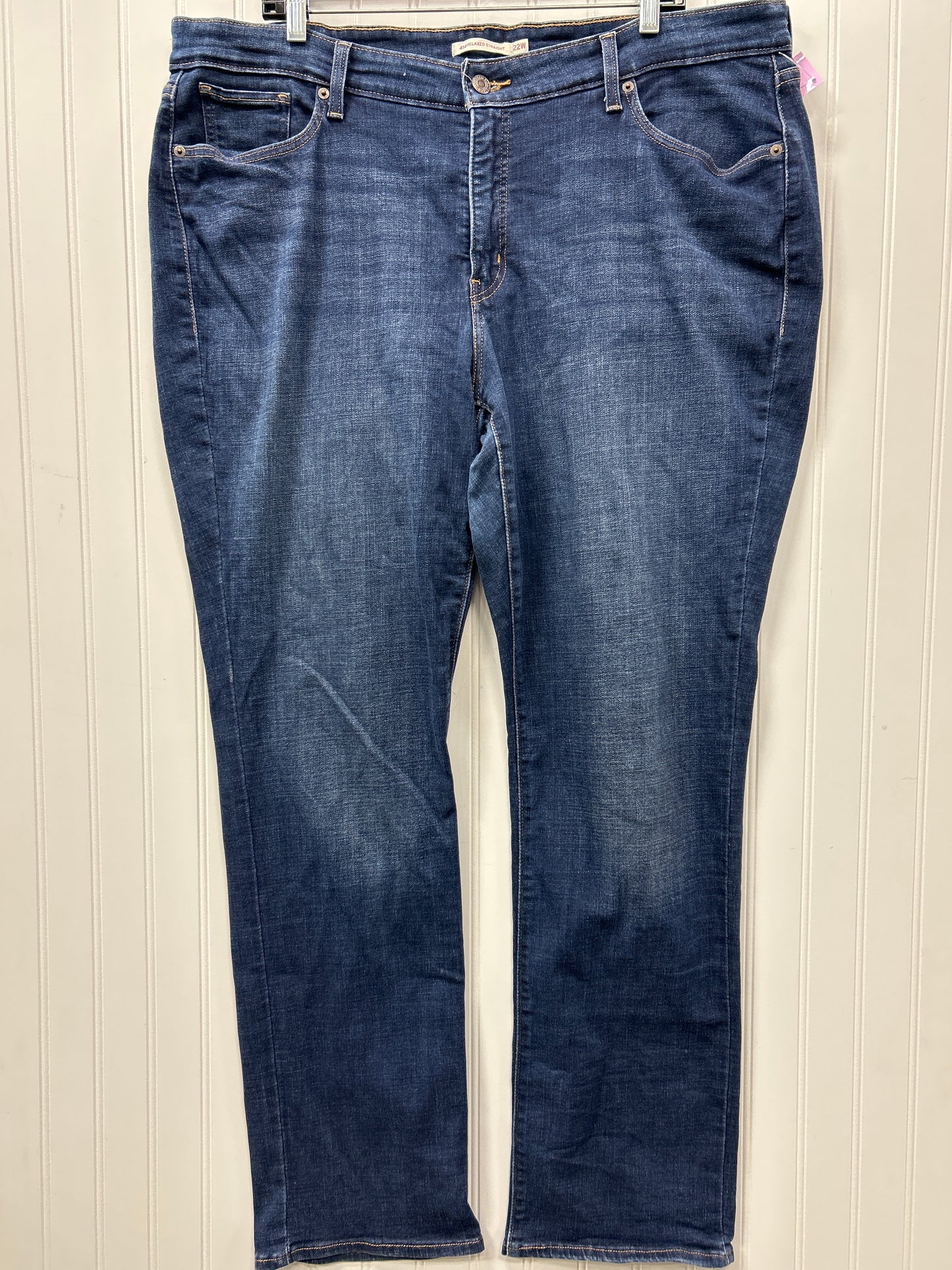 Jeans Straight By Levis In Blue Denim, Size:22