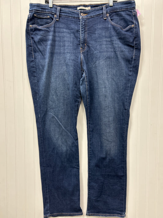 Jeans Straight By Levis In Blue Denim, Size:22
