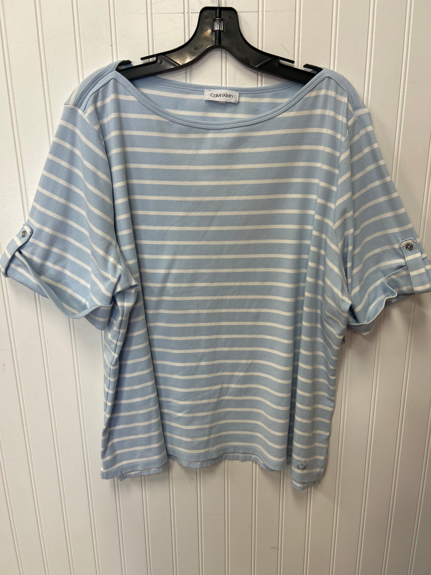 Top Ss By Calvin Klein In Blue, Size:1X