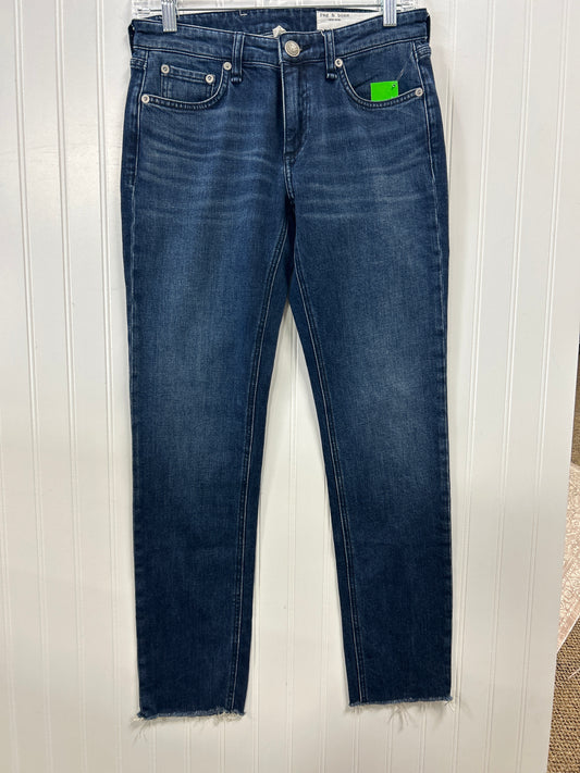 Jeans Straight By Rag And Bone In Blue Denim, Size:0