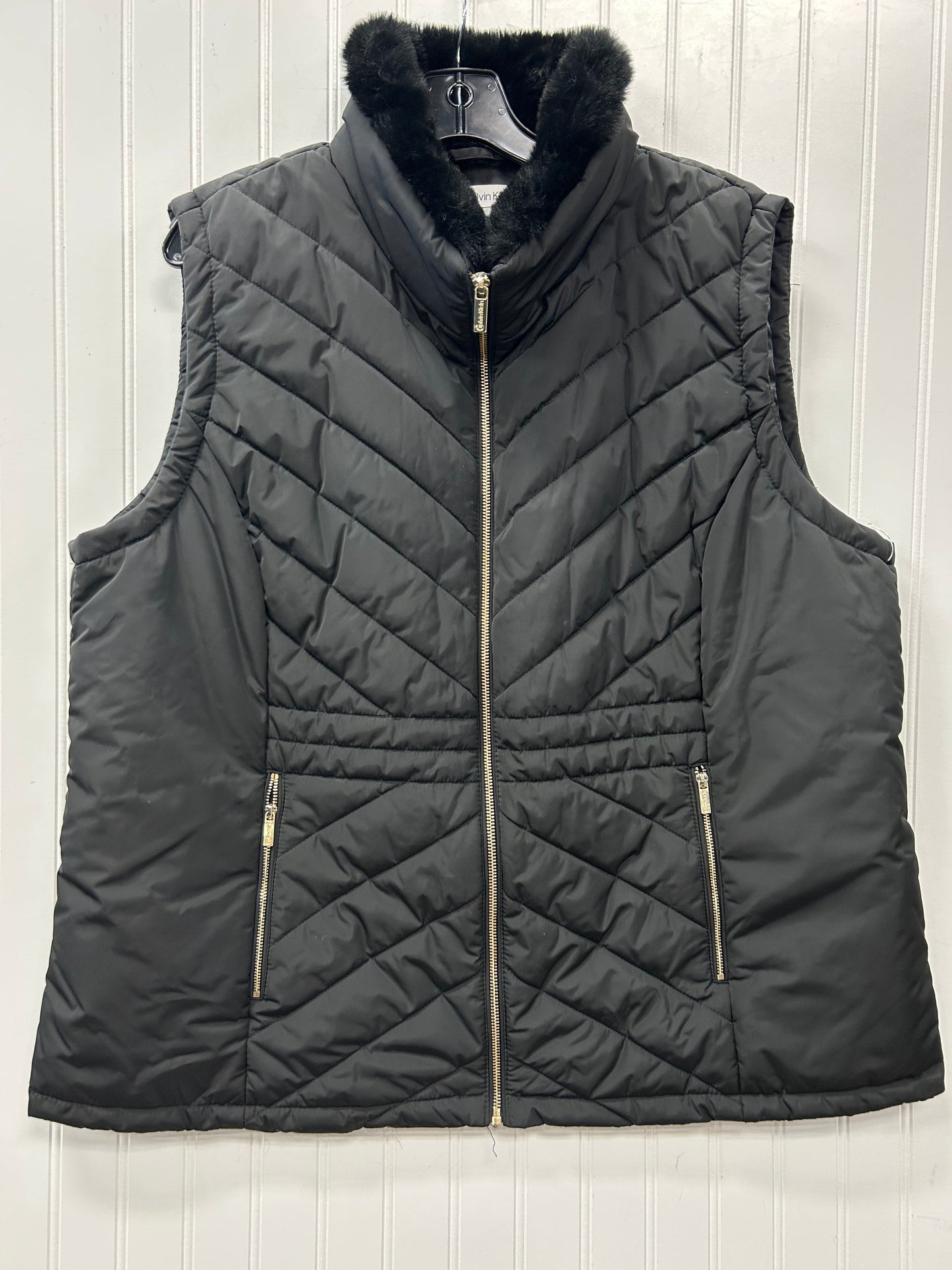 Vest Puffer & Quilted By Calvin Klein In Black, Size:2X