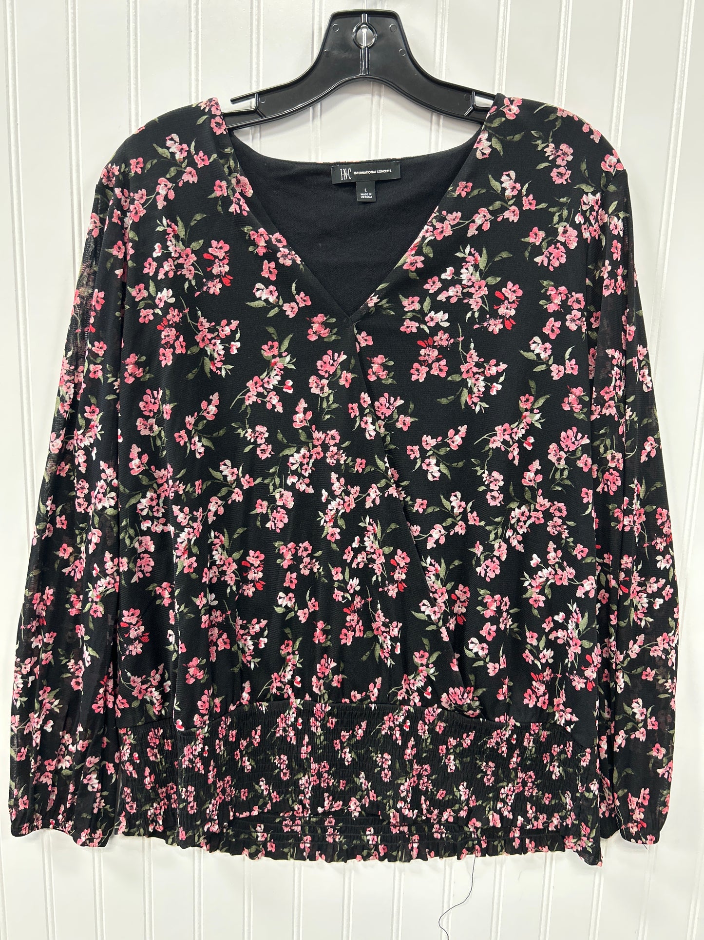 Top Ls By Inc In Black & Pink, Size:L