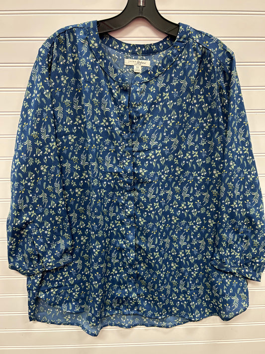 Blouse Ls By Jachs Girlfirend In Blue, Size:Xl