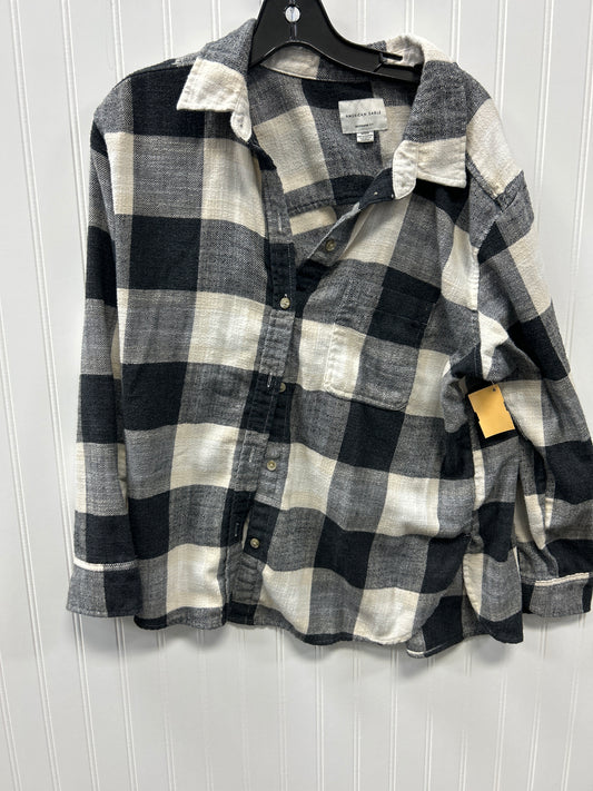 Blouse Ls By American Eagle In Plaid Pattern, Size:M