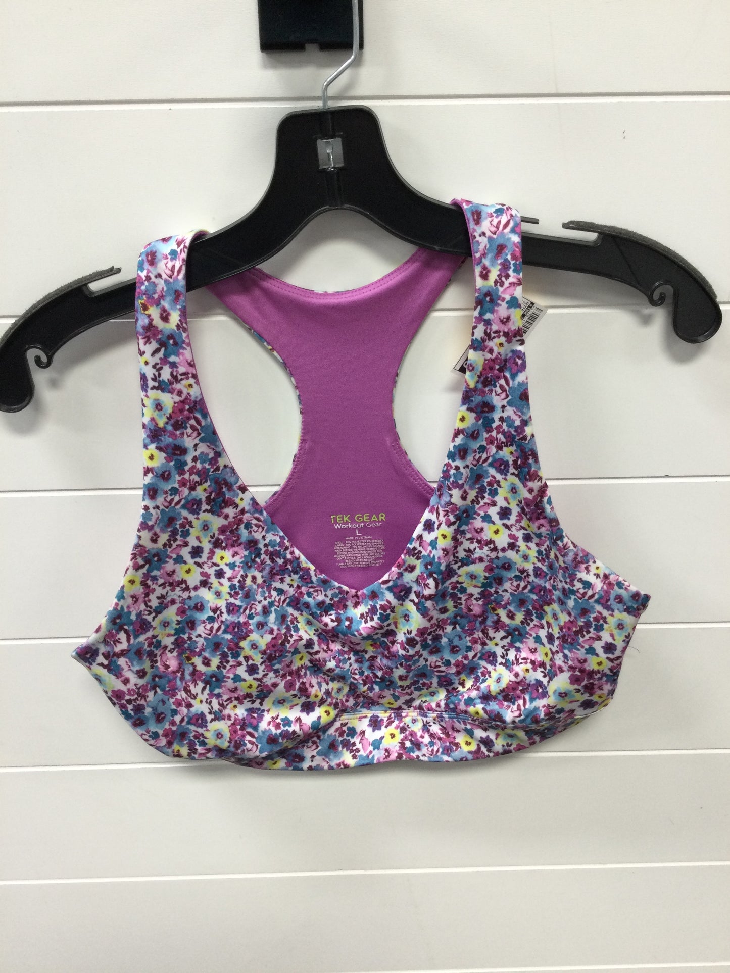 Athletic Bra By Tek Gear In Floral Print, Size:L