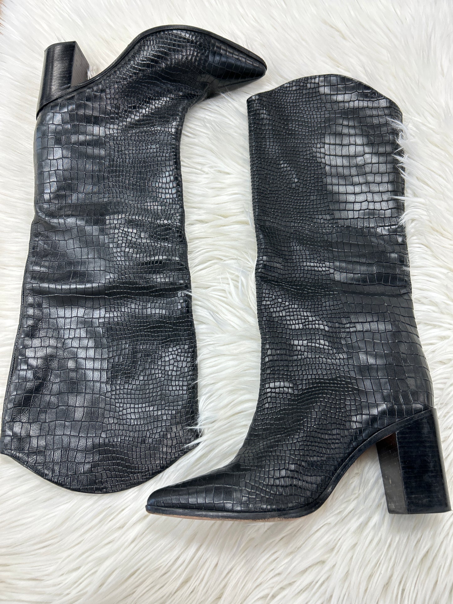 Boots Mid-Calf Heels By Schutz In Black, Size:9.5