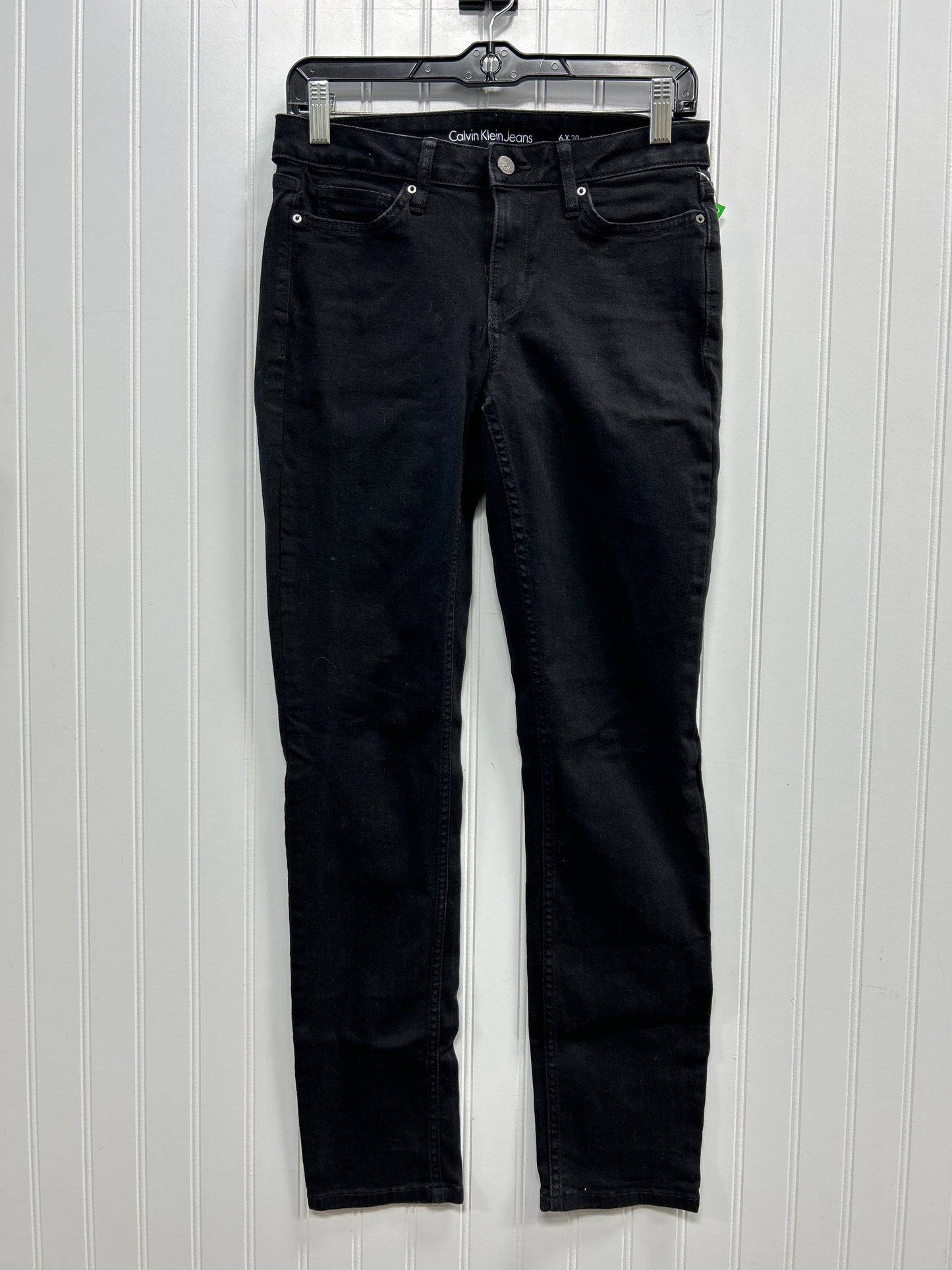 Jeans Skinny By Calvin Klein In Black Denim, Size:6