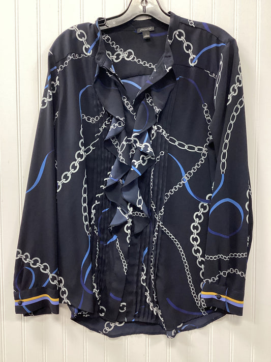 Top Ls By Ann Taylor In Black & Blue, Size:L