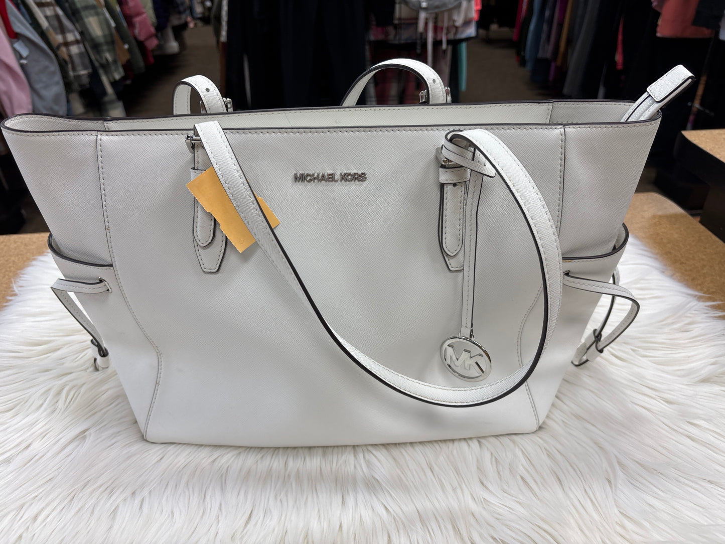 Handbag Designer By Michael Kors In White, Size:Medium