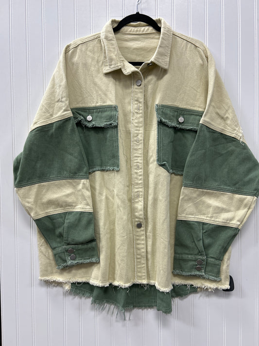 Jacket Denim By Cmc In Green & Tan, Size:2X