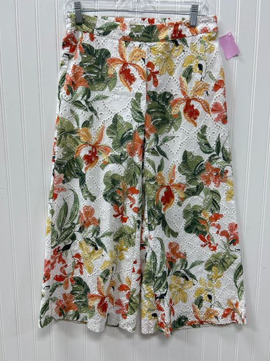 Pants Cropped By Chicos In Cream & Green, Size:2